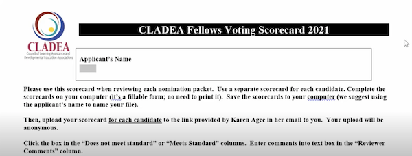 instructional video for cmpleting the Fellows Voting Scorecard